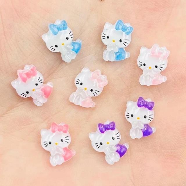 10 Piece Hello Kitty Full Body Kawaii Nail Charms  - Depop