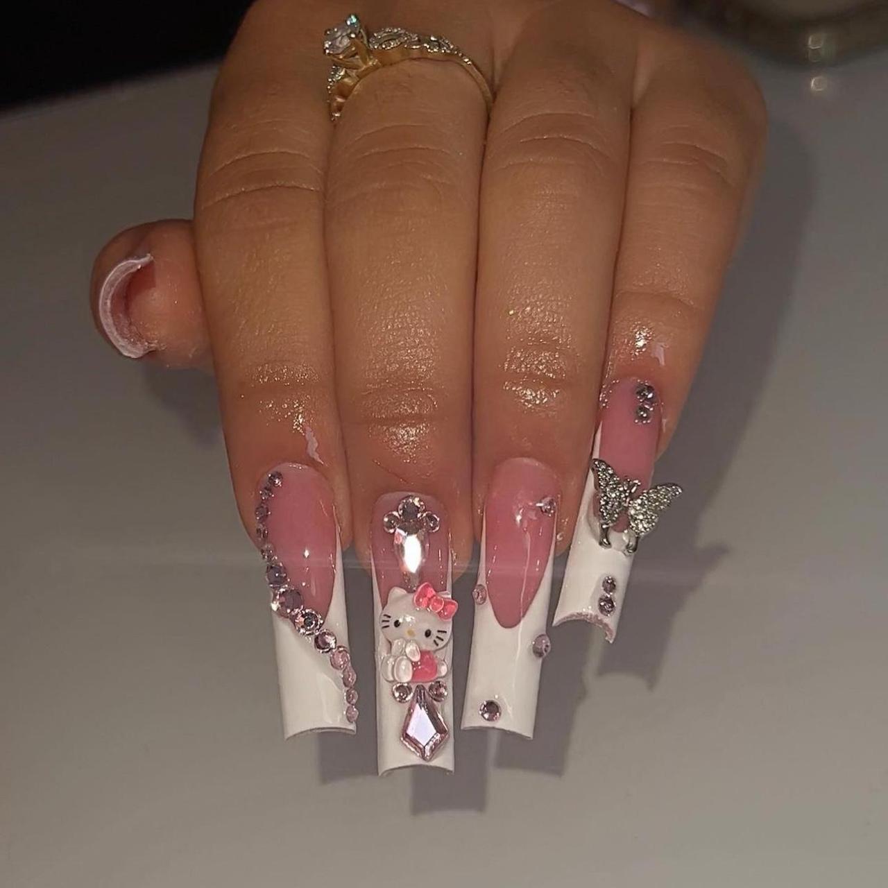 hello kitty nails 💗  Hello kitty nails, Hello kitty nails art, Hello kity  nails