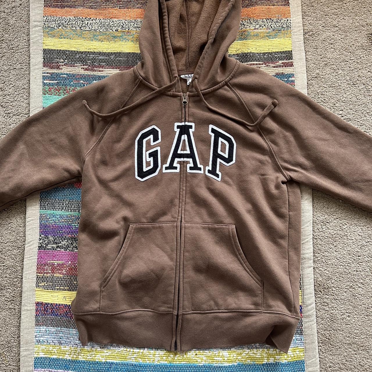 Brown Zip Up GAP Hoodie. Women’s M New Condition,... - Depop