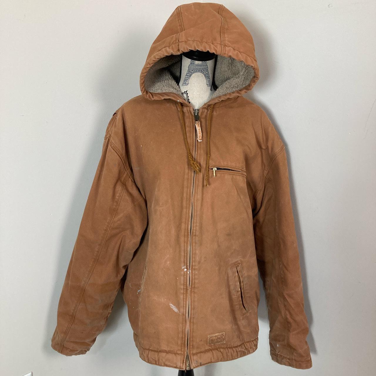 Vintage CE Schmidt Men s Tan Canvas Hoodie Jacket. Depop