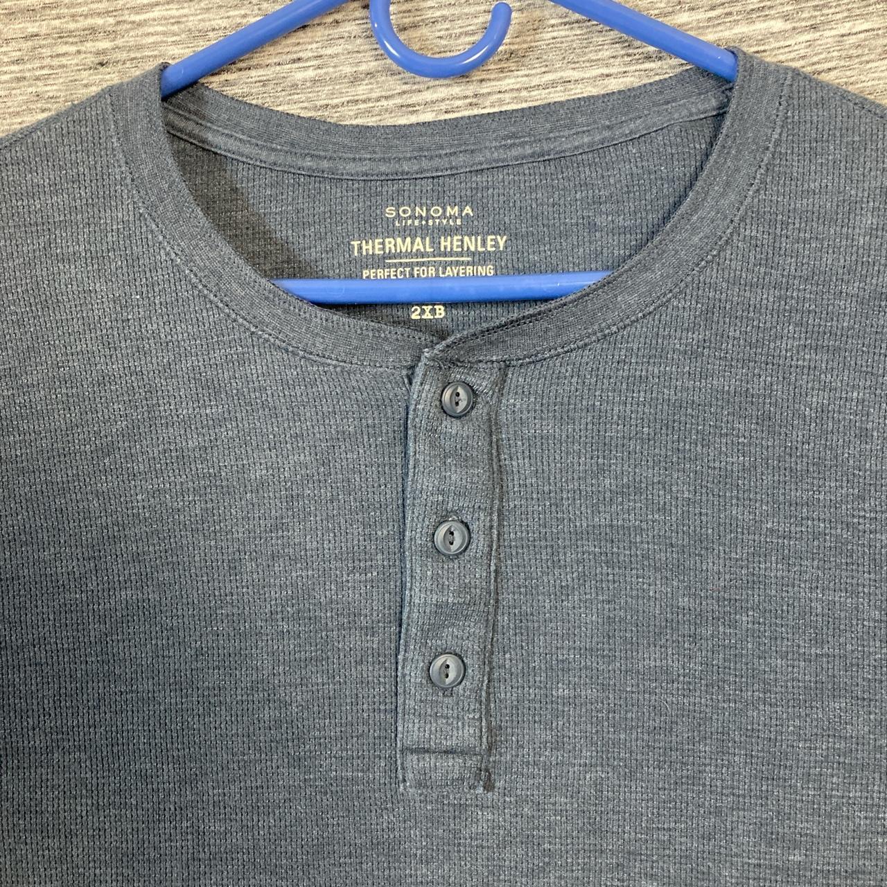 Sonoma Men's NavyBlue Henley Long Sleeves Depop