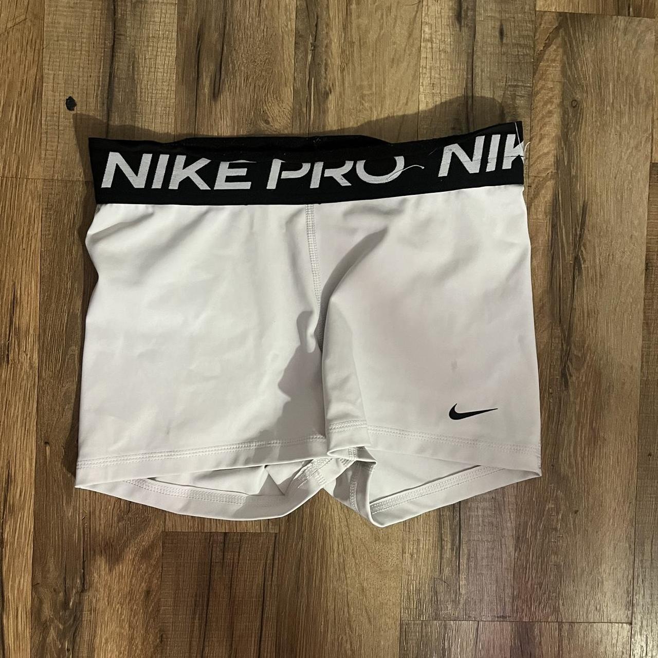 white nike pro shorts Depop