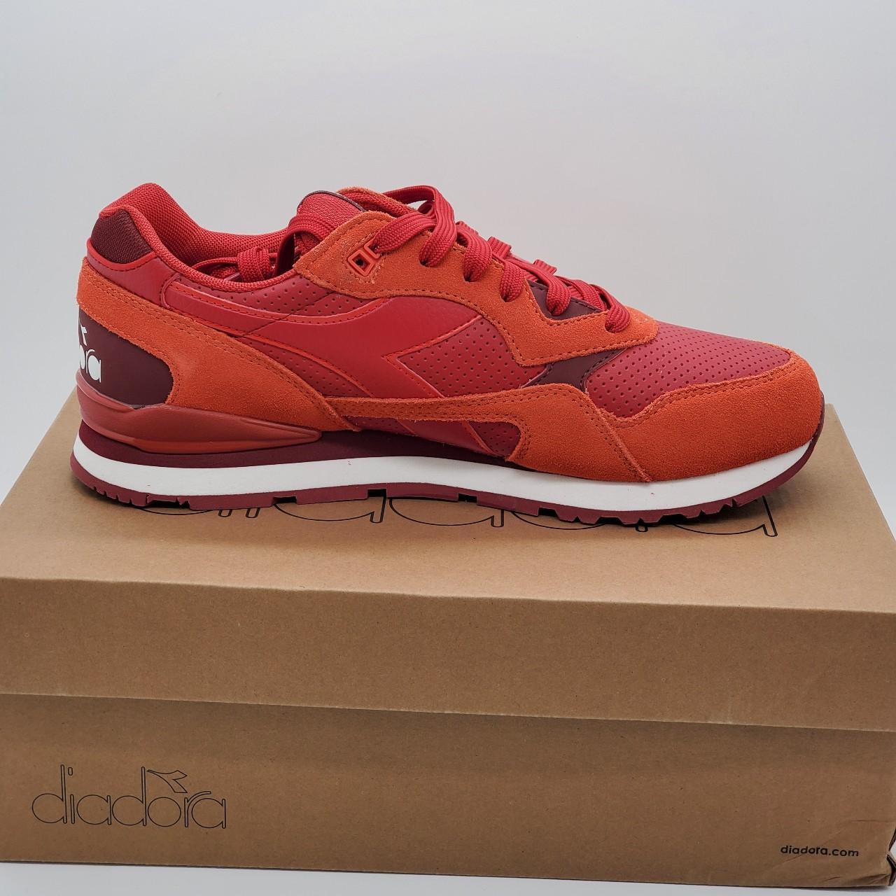 Diadora Men's White and Red Trainers Depop