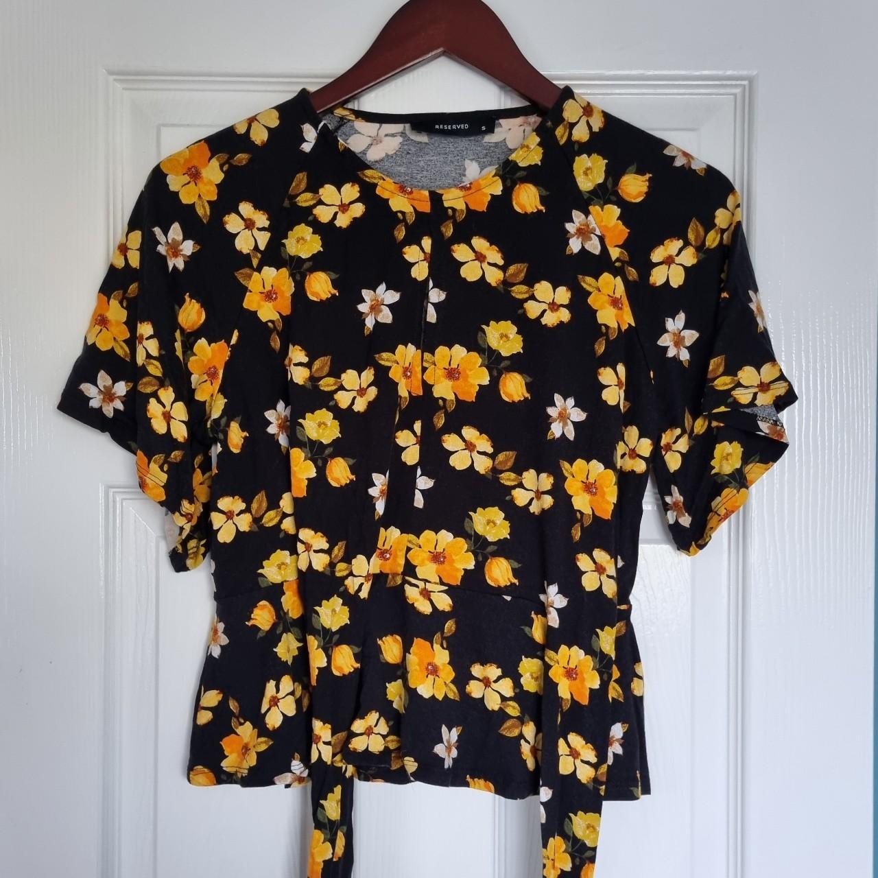 Pretty black blouse with yellow flowers. 🌼🌼🌼 Short... - Depop