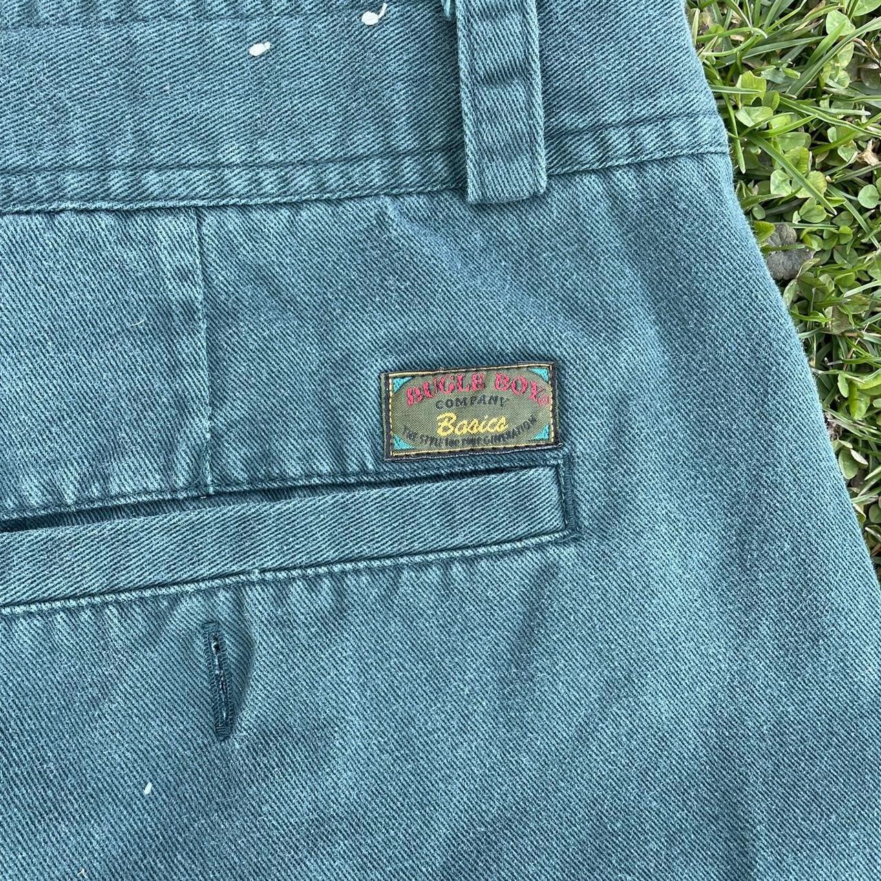 Bugle Boy Men's Green and Blue Trousers Depop