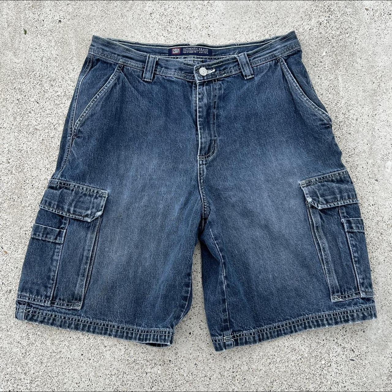 Faded Glory Men's Blue and Navy Shorts Depop