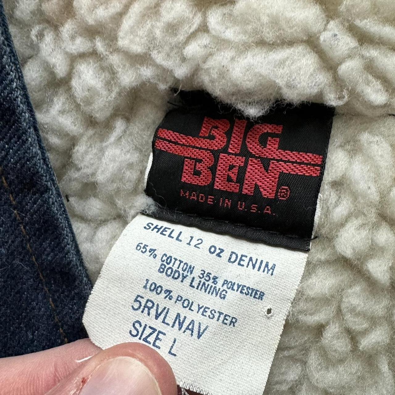 Vintage Big Ben Sherpa Lined Denim Vest Made in USA... - Depop
