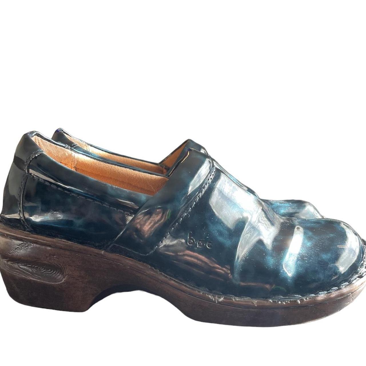 Born BOC Peggy clog VEGAN patent navy marble shoe