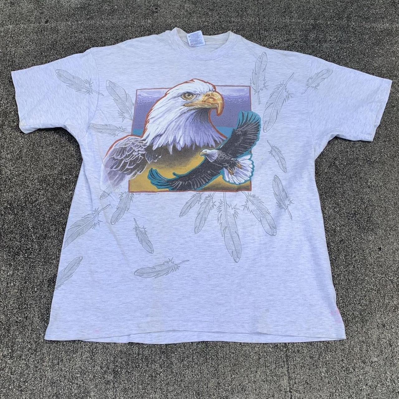 Vintage 1993 Bald Eagle All Over Print Single Stitch... - Depop