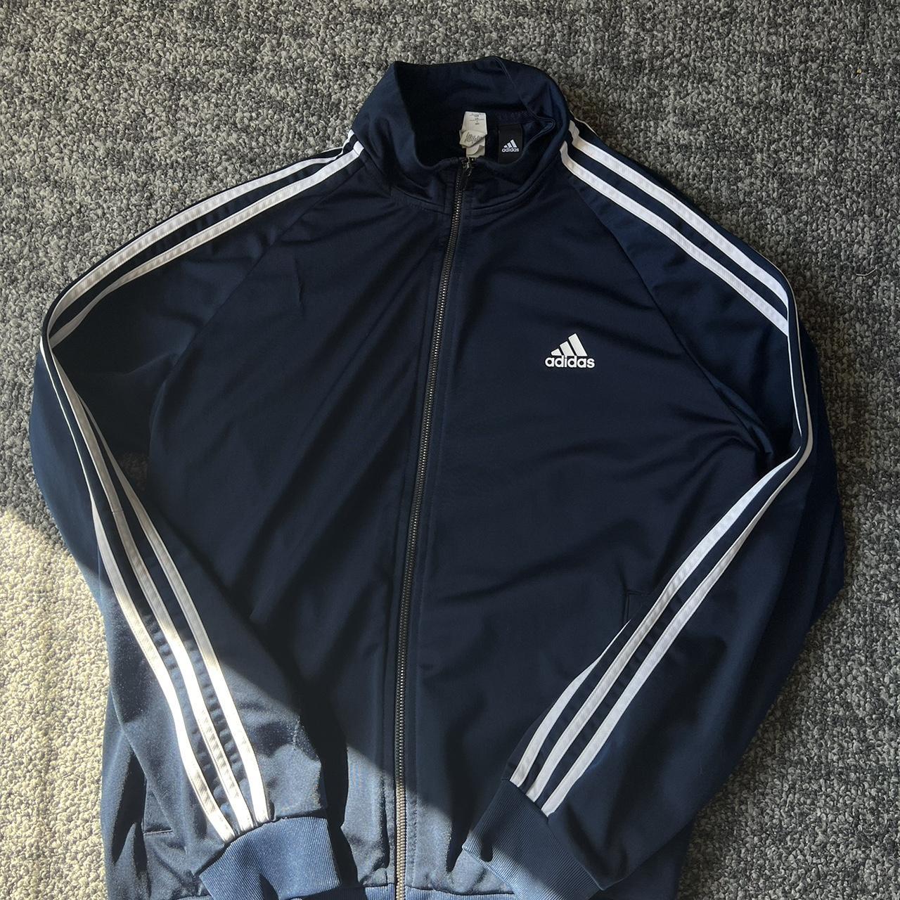 Adidas Men's Navy and White Jacket | Depop