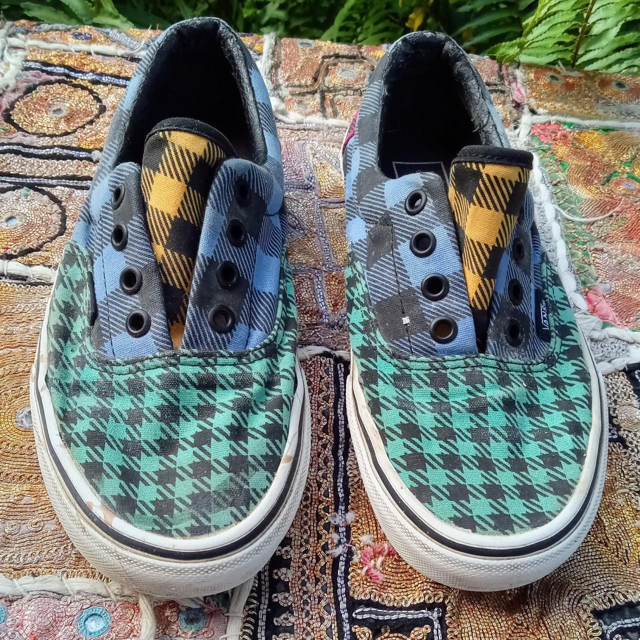 Multicolored checkered vans no laces unisex Mens