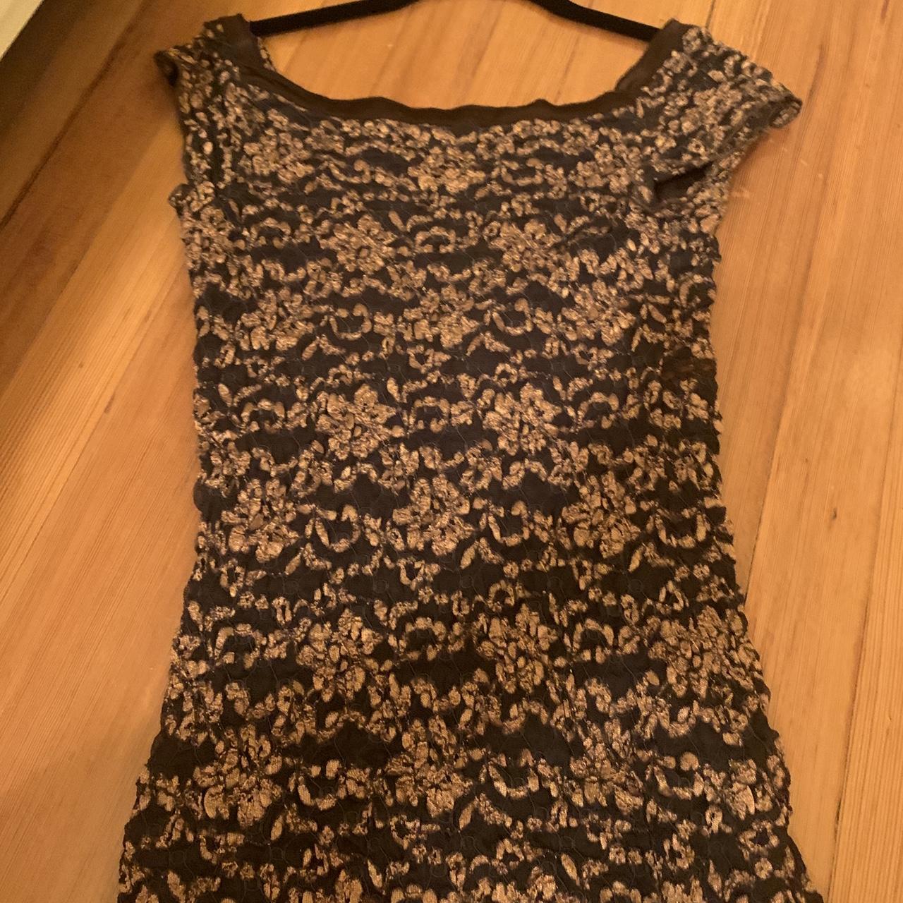 Ann Ferriday brown and black lace top w bow detail Depop