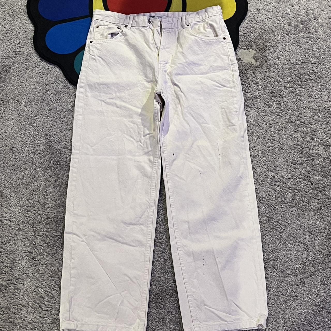 ZARA white jeans SIZE: 32 #thrifted #vintage... - Depop