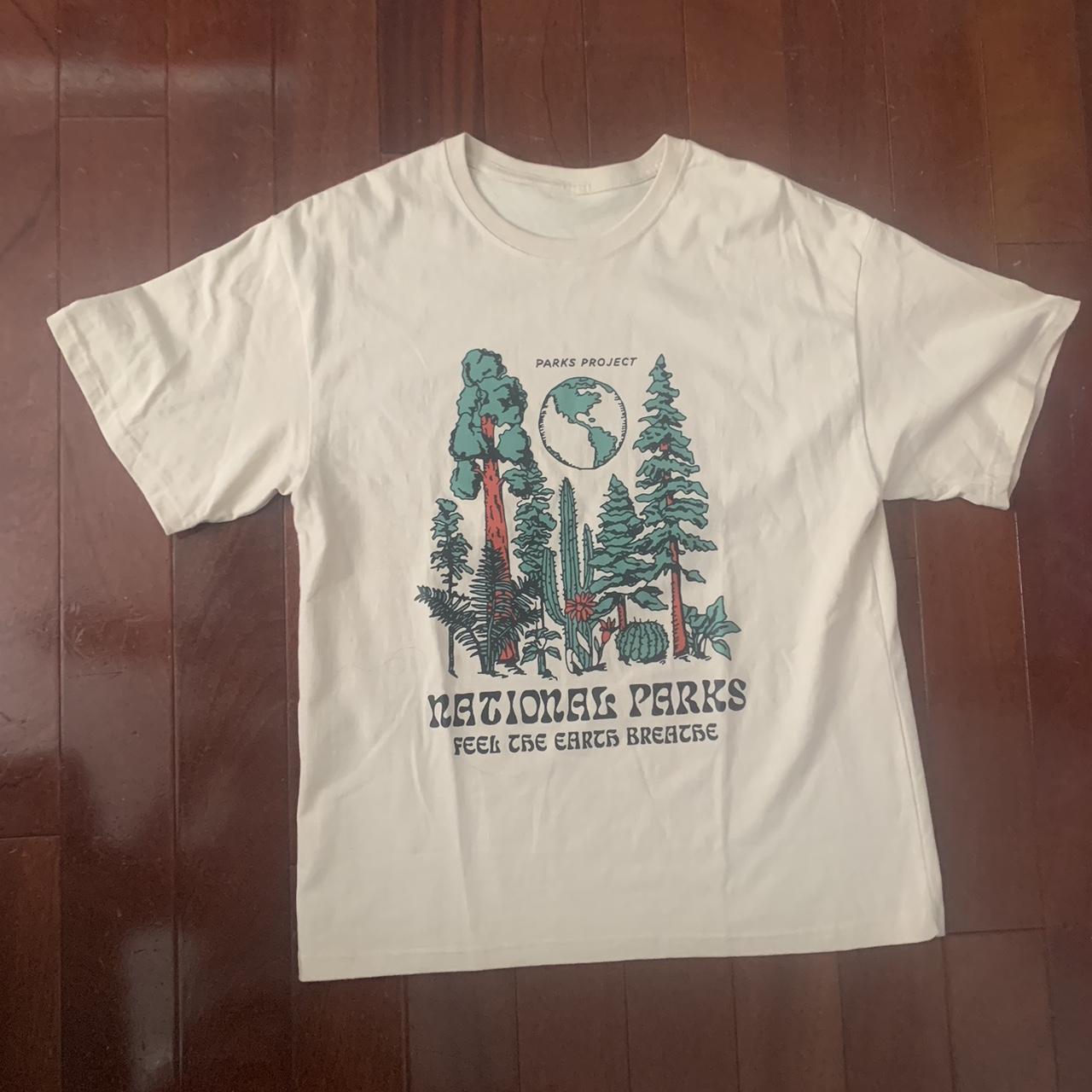 Rei National park Tshirt Cream color with green and... - Depop