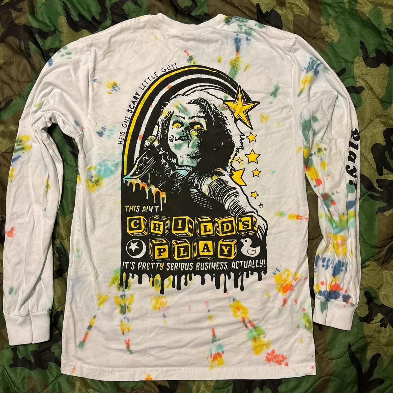 Chucky long sleeve tee - white and yellow. Printed | Depop