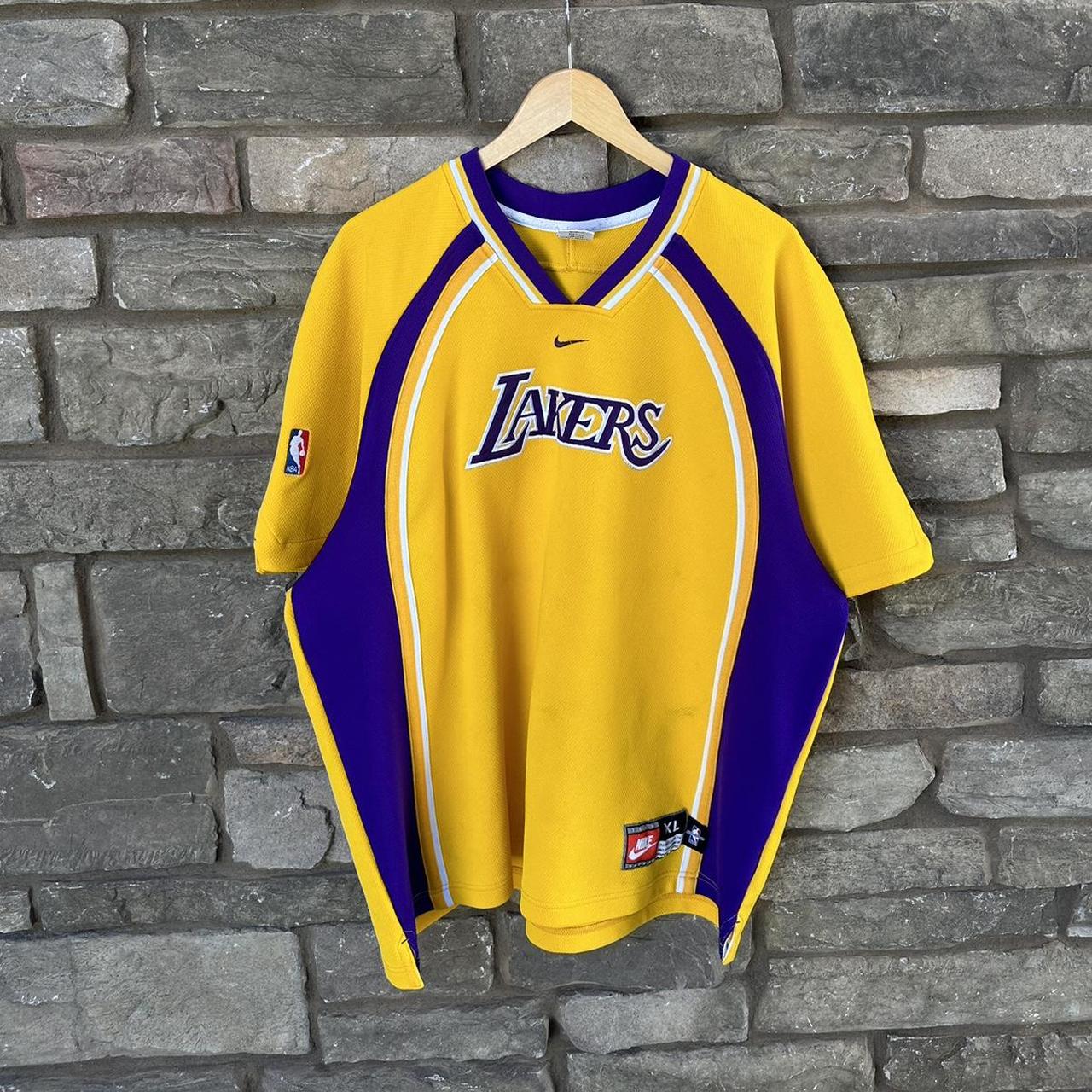 VINTAGE NIKE LA LAKERS WARM UP SHIRT hot LARGE L KOBE LOS ANGELES MPLS MINNEAPOLIS