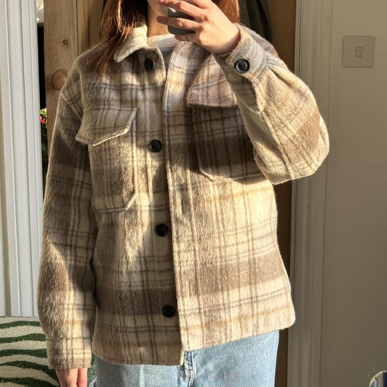 Flannel Jacket Bershka Oversized Button Front Jacket In Check