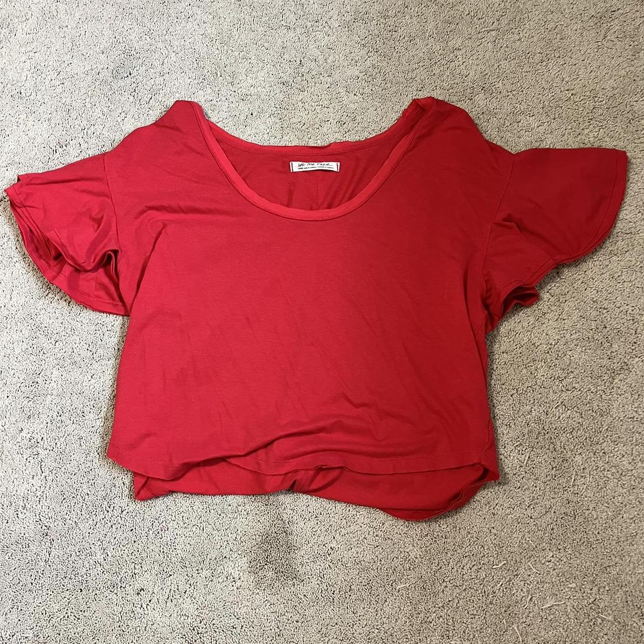 Red Free People Tee Condition- only worn a few... - Depop