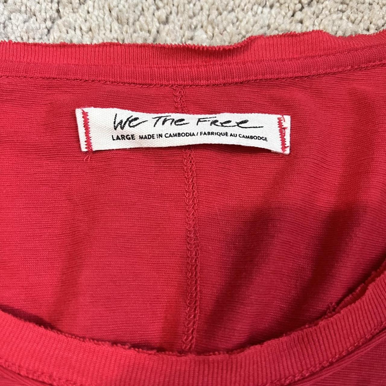 Red Free People Tee Condition- only worn a few... - Depop