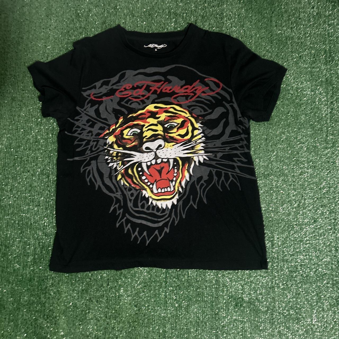 Vintage ED HARDY men’s large black t shirt OPEN TO... - Depop