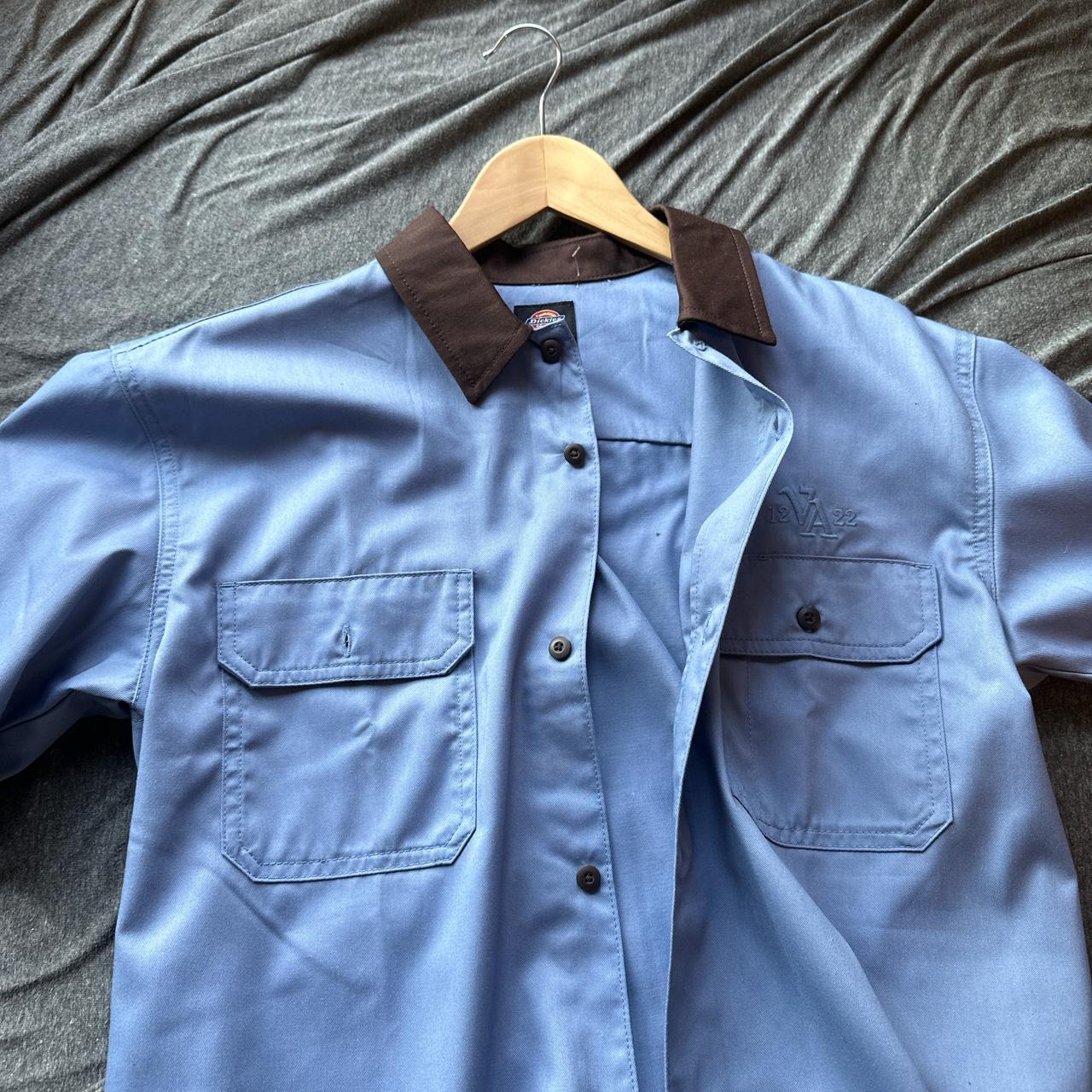 Dickies Men's Blue and Brown Shirt Depop