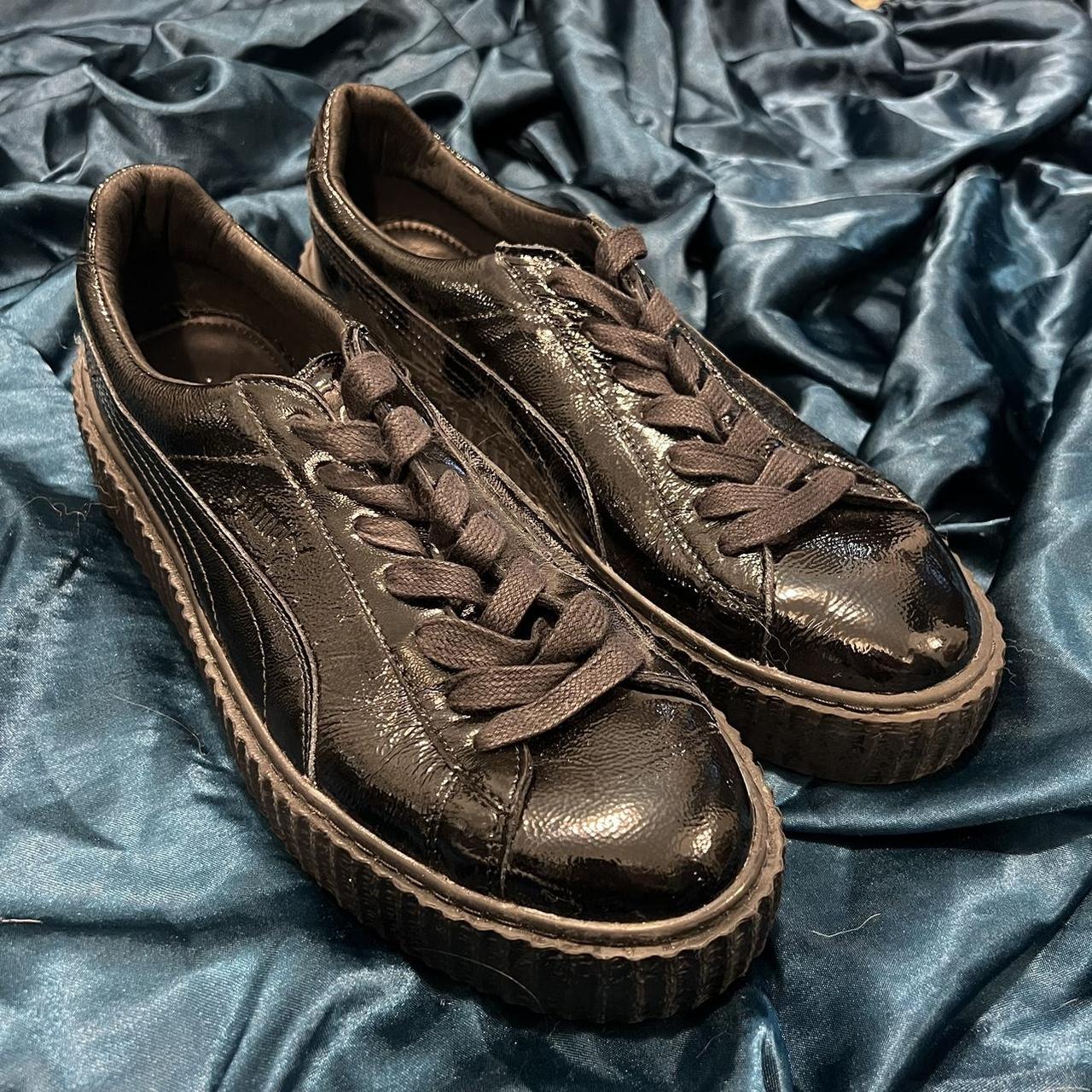 fenty puma black cracked leather creepers. only worn