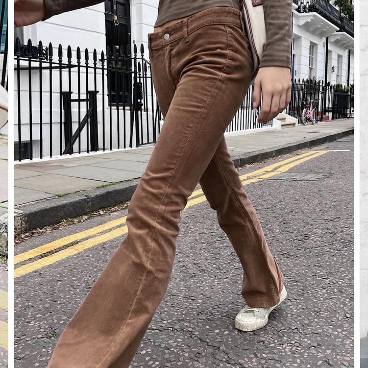 Brown Brandy Melville low rise flare jeans, worn... Depop