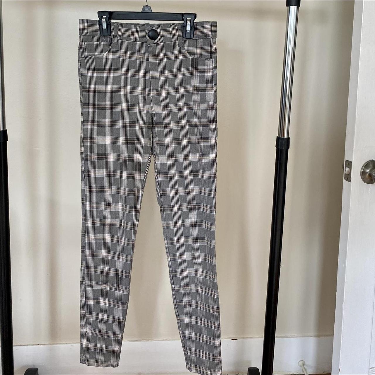 Zara Basic Gray Plaid Slim Pants