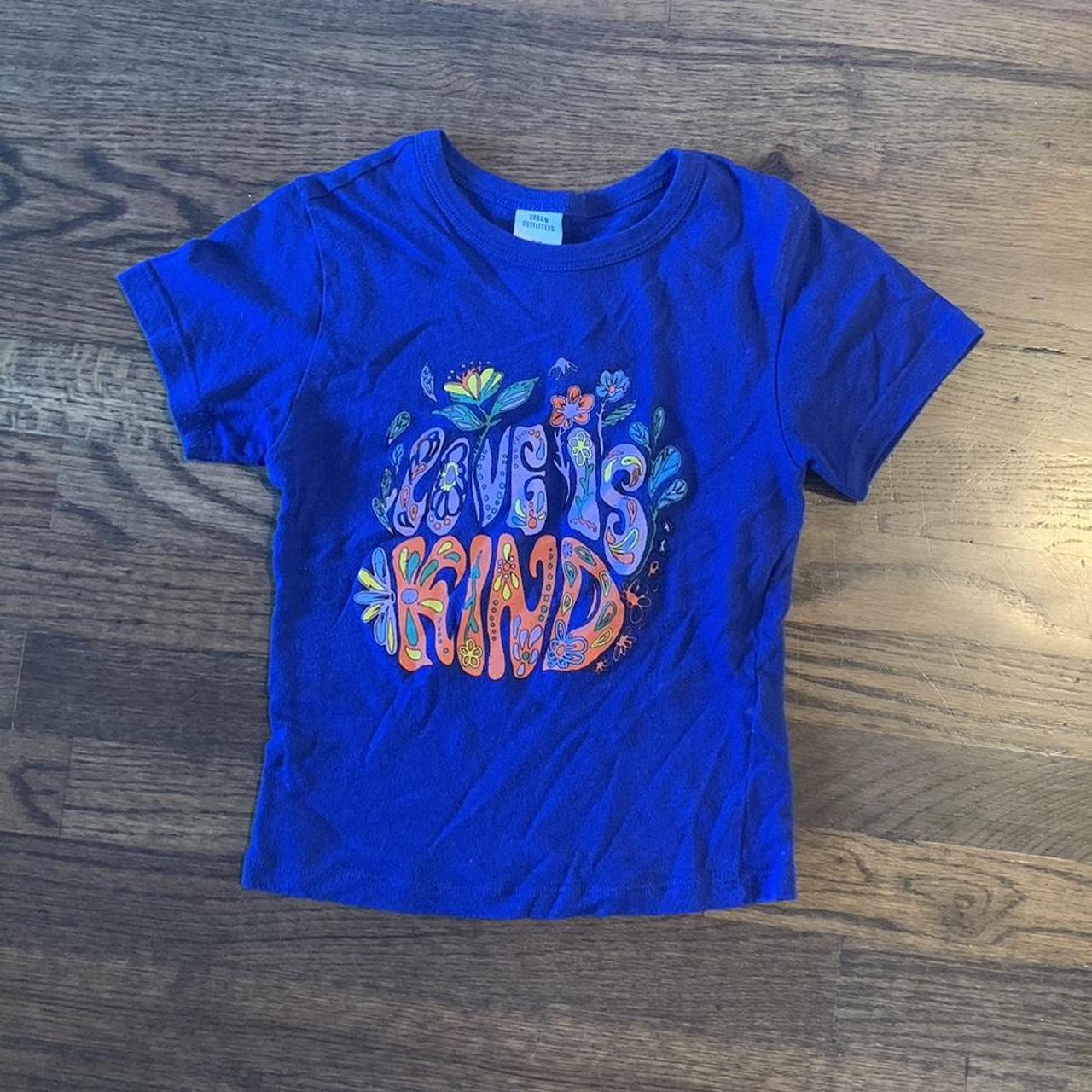 Small Blue Urban Outfitters Baby Tee With Graphic (a - Depop