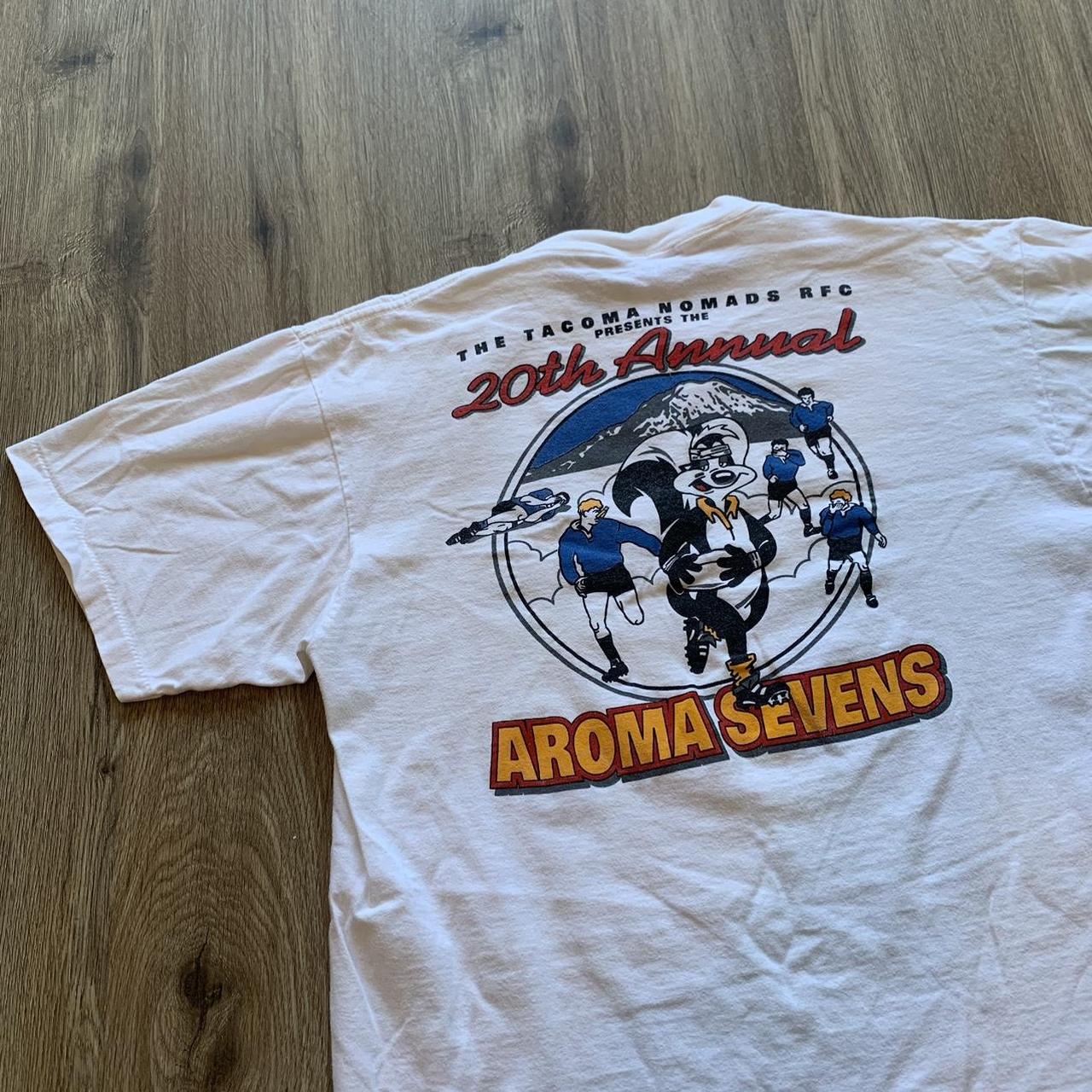 90s Vintage Aroma Sevens Rugby Tournament tshirt... - Depop