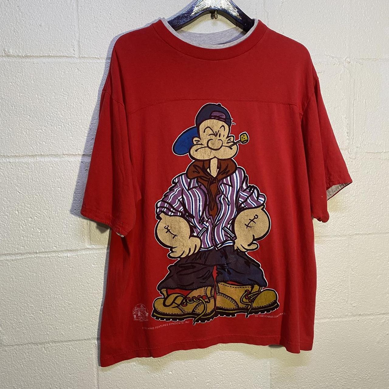 90s Vintage Popeye cartoon double sided tshirt... - Depop