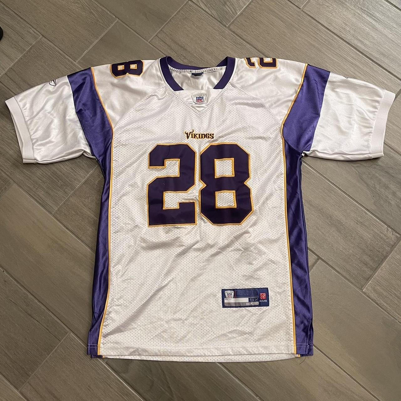 Reebok Minnesota Vikings Jersey Men's 52 XL Adrian Peterson 28 Sewn White