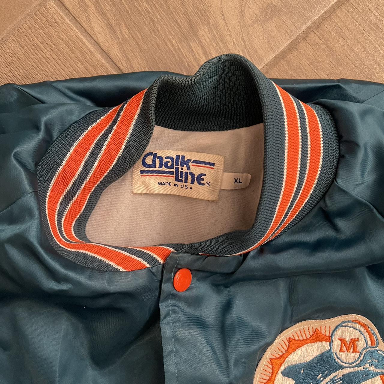 Miami Dolphins Vintage 80s Chalk Line Satin Bomber - Depop