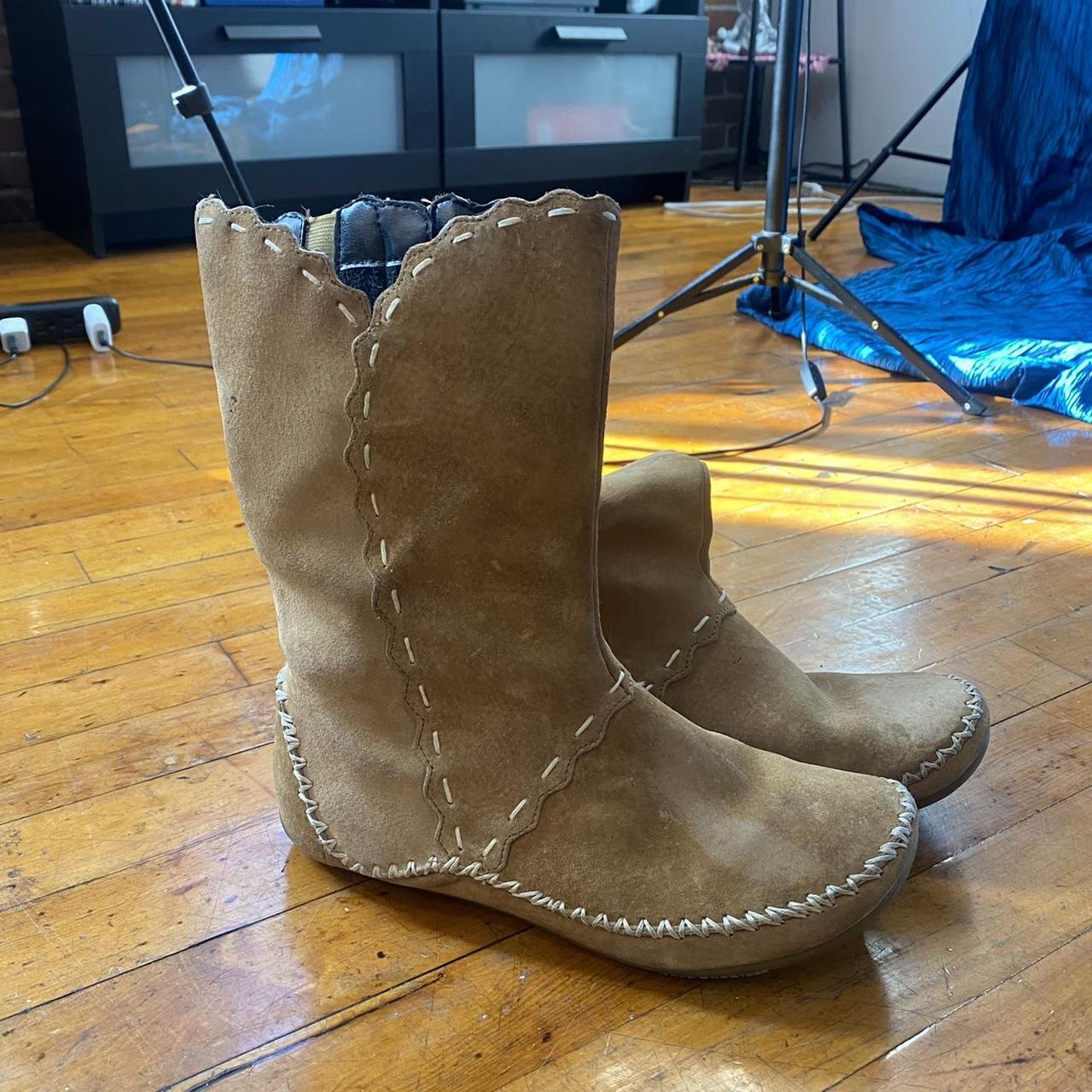 Native American Style Boots Beige genuine suede... - Depop