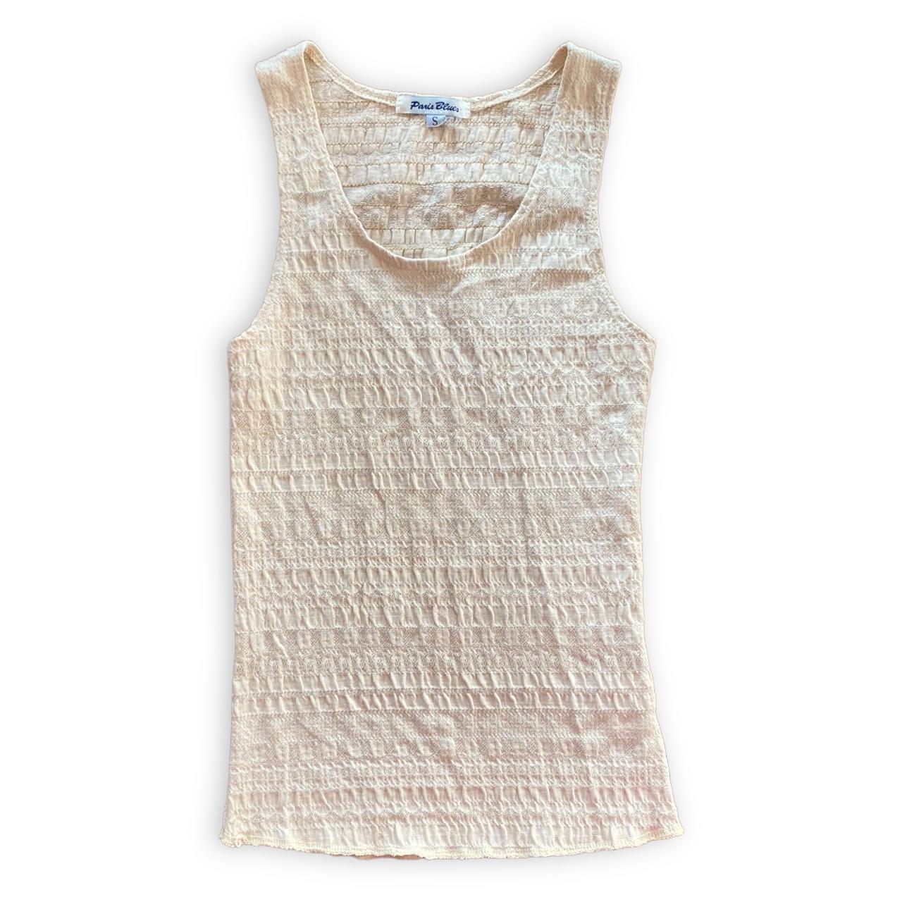 Fairy Core Tank Top Ivory Paris Blues scrunched... - Depop