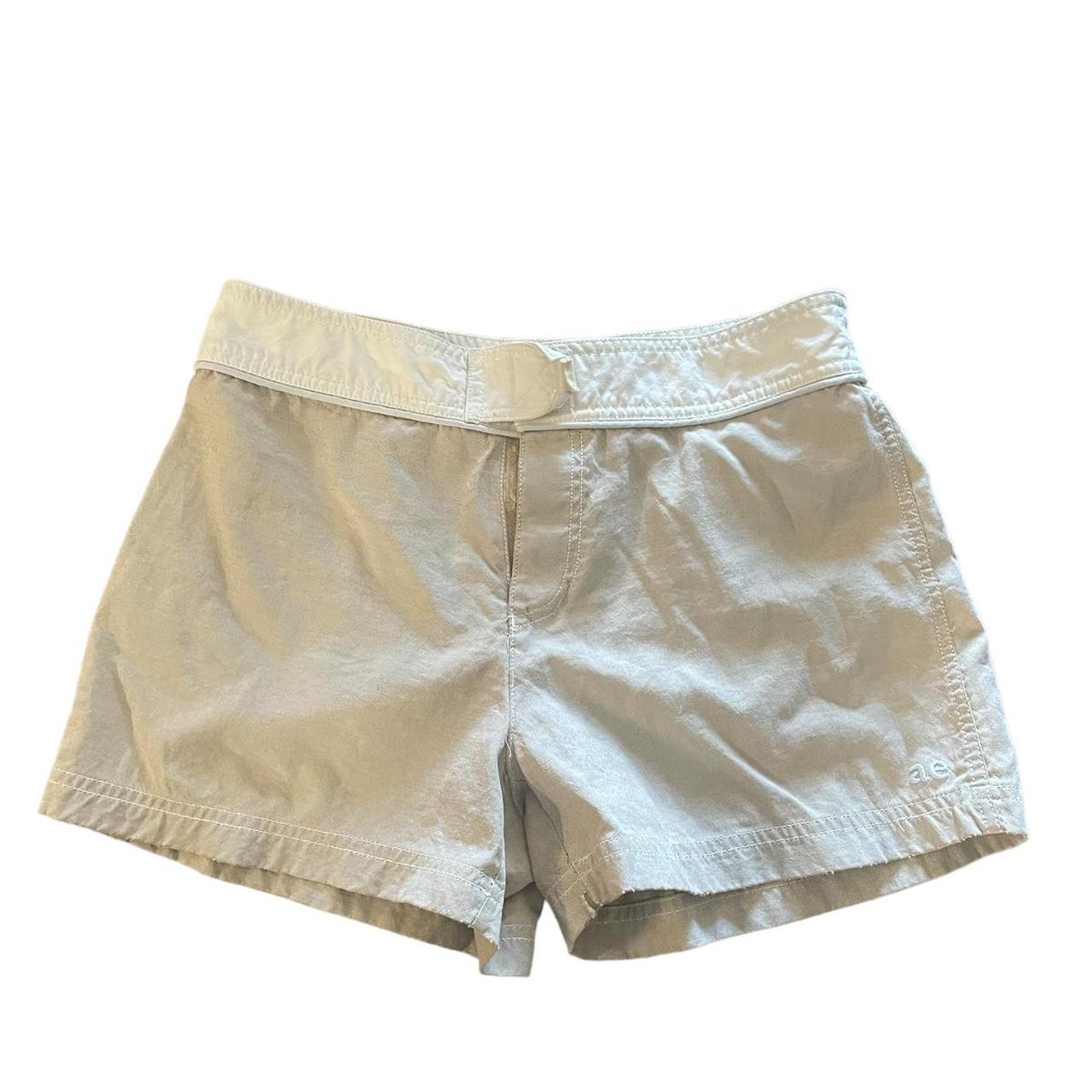beige white denim shorts (Size: S)(Brand: american... - Depop