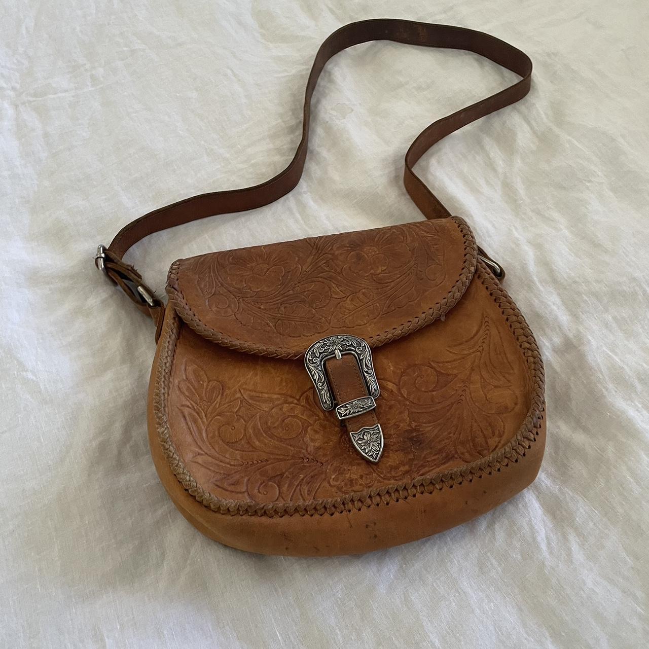 Vintage Western Leather Tooled Sling Bag Has been... - Depop