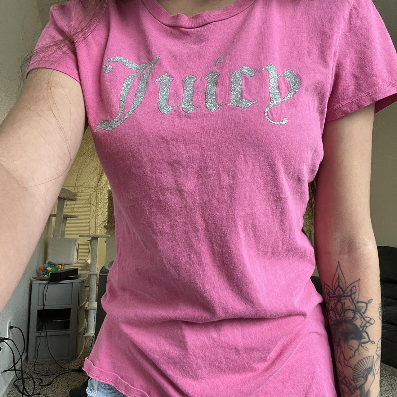 Pink early 2000s y2k Juicy Couture tshirt. Thrifted... - Depop