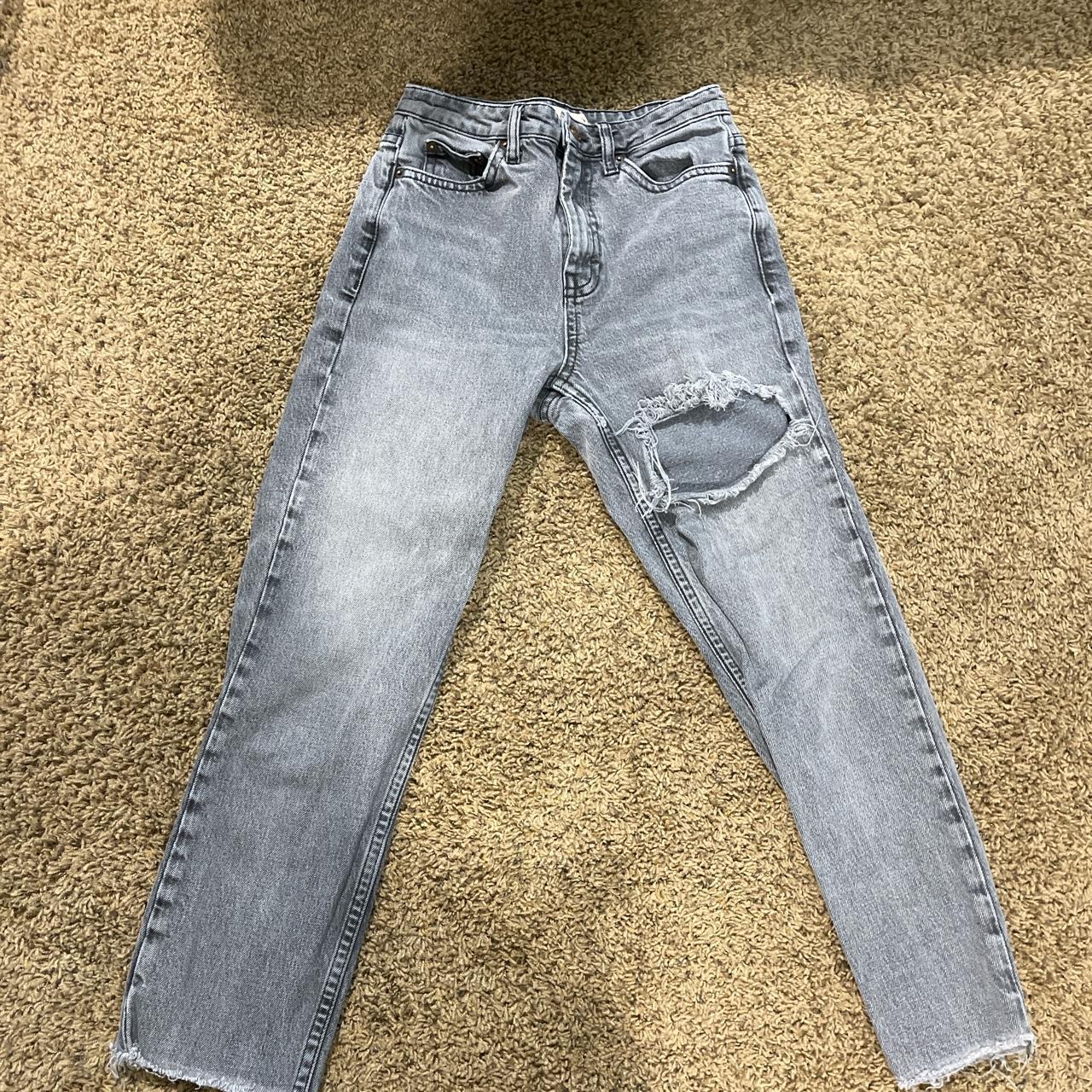 super cute light grey ish jeans! topshop! xs - Depop