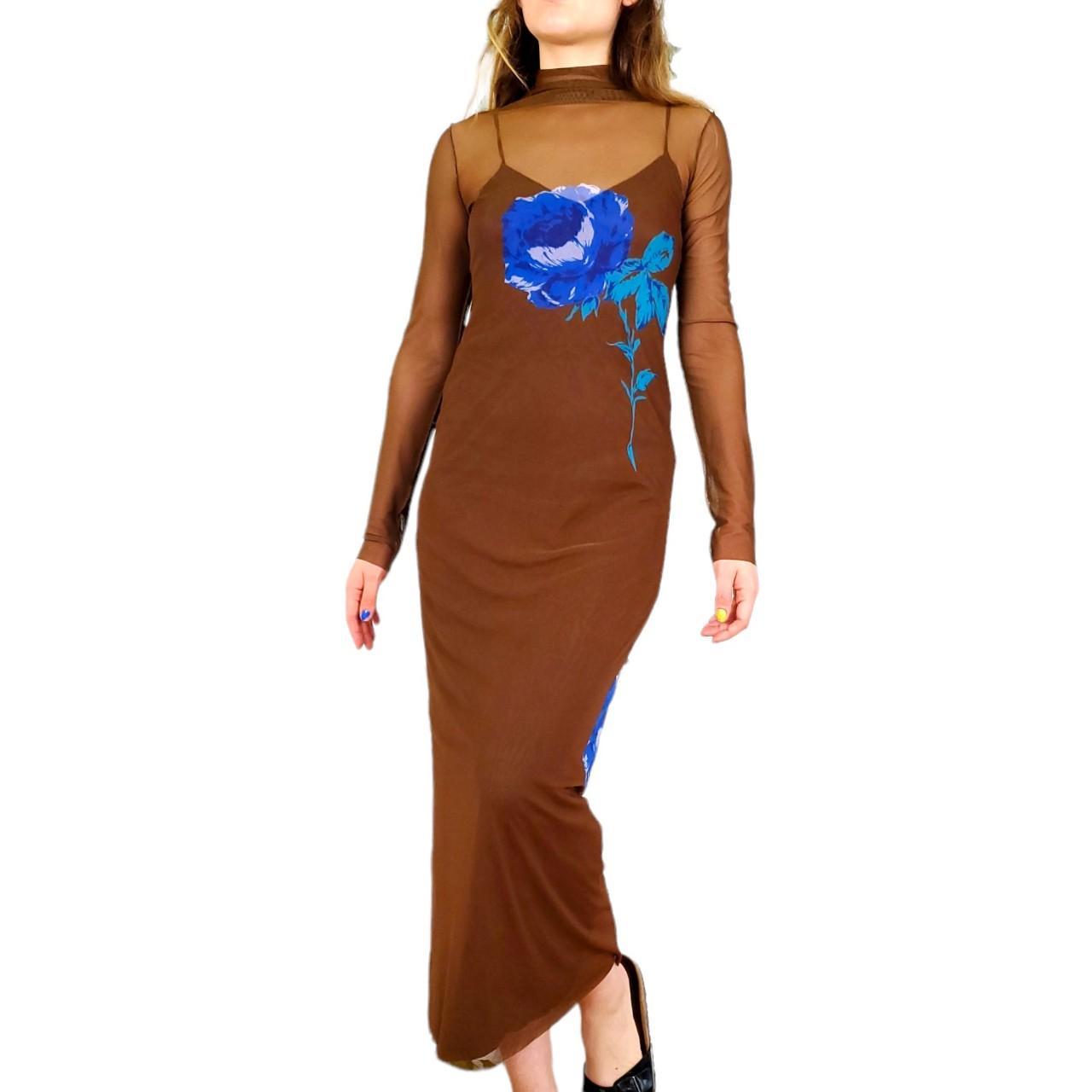 Whimsygoth Mesh Maxi Dress and Satin Slip Set, New... - Depop