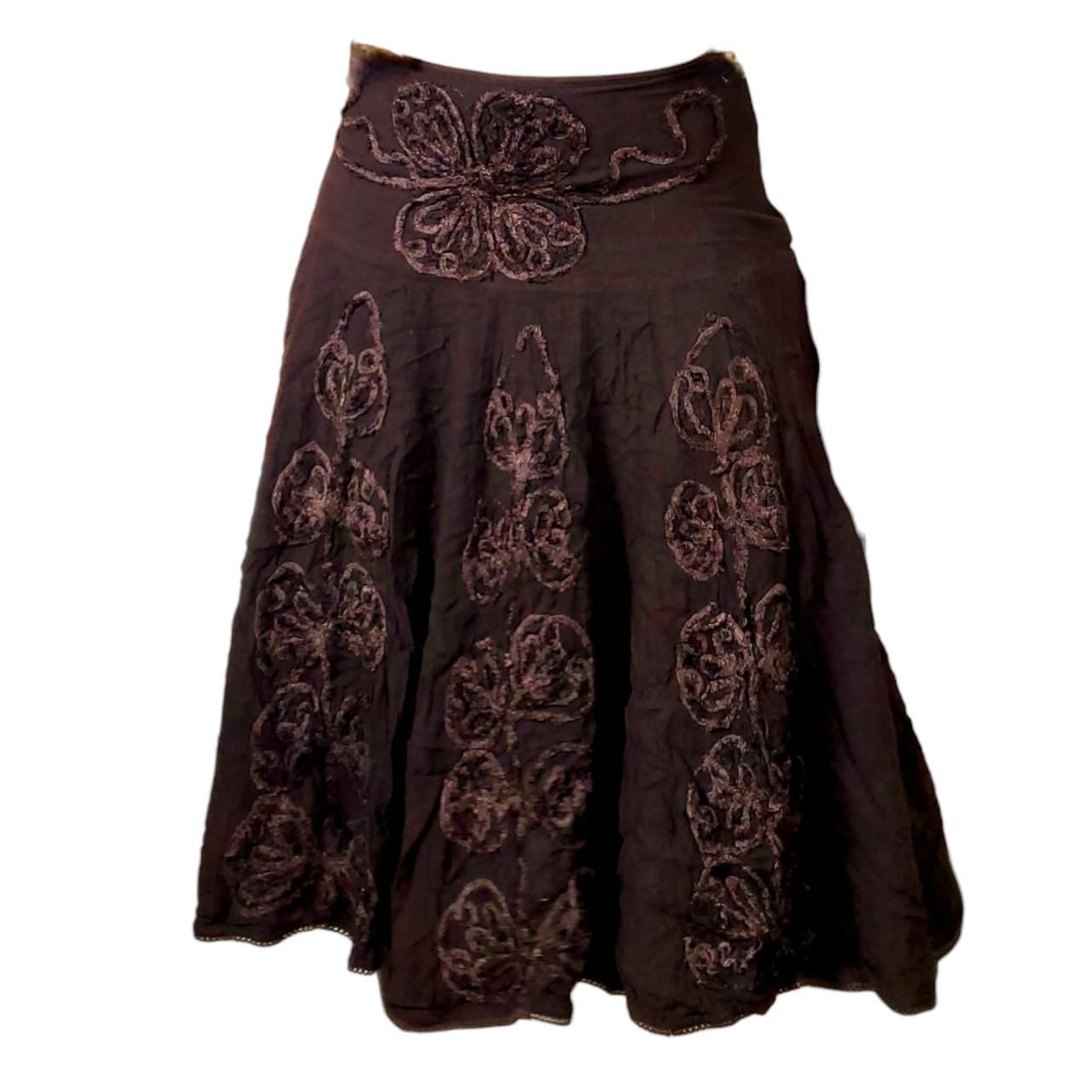 Brown earthcore ethnic fairy grunge midi skirt with... - Depop