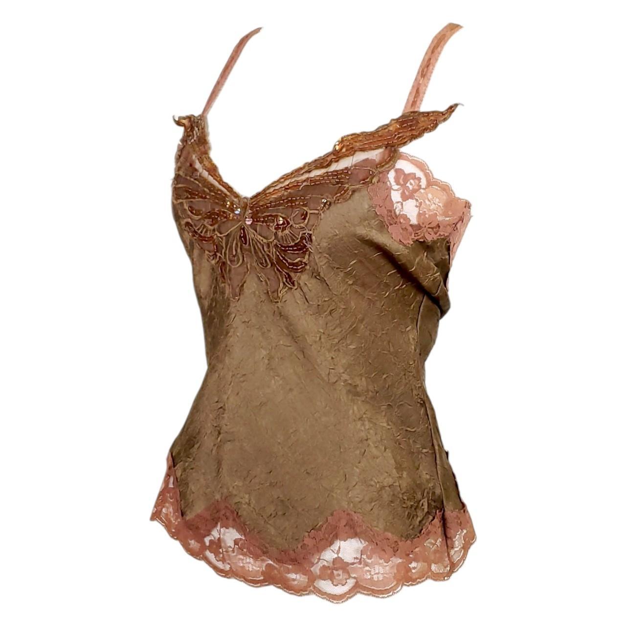 Vintage Fairy Grunge satin coquette camisole top... - Depop