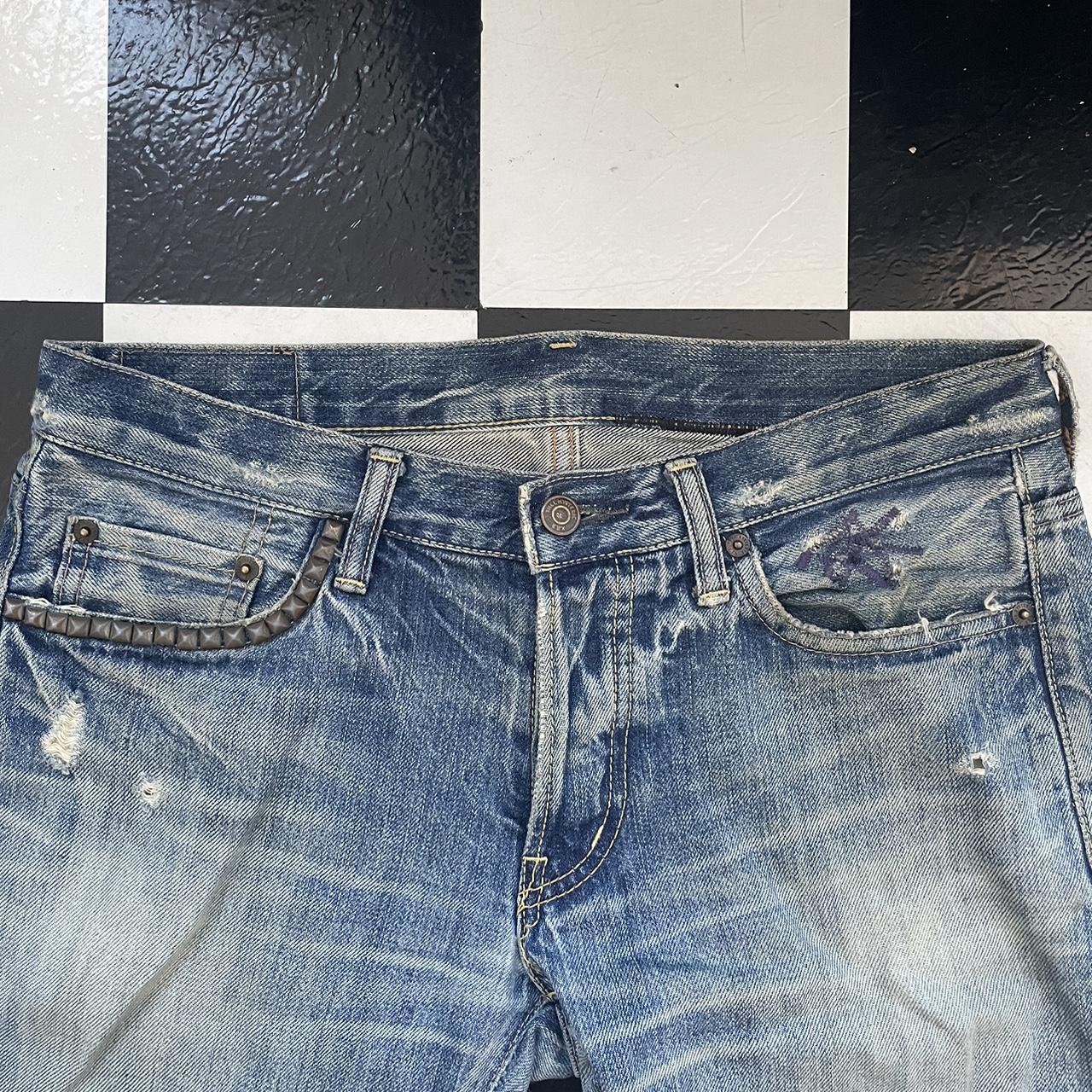 Hysteric Glamour low rise bootcut jeans with silver... - Depop