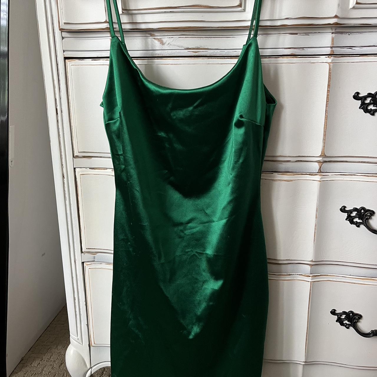 satin green semi formal dress from Windsor with some... - Depop