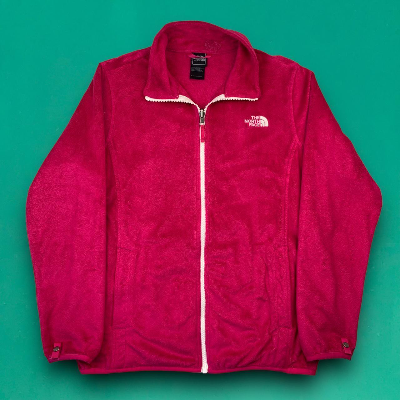 Pink fuzzy north face jacket on sale