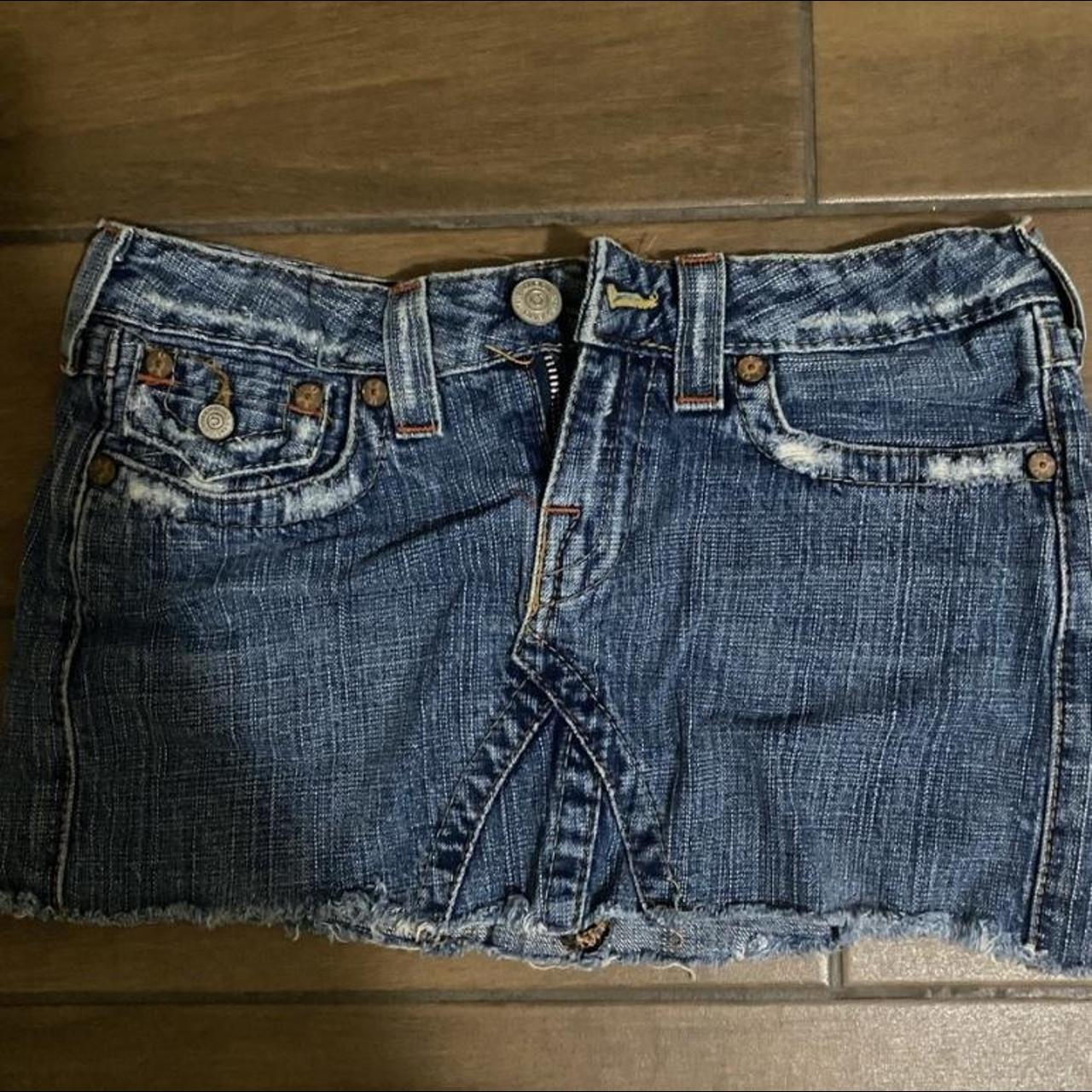 True religion mini skirt. Size 28 but runs small.... Depop