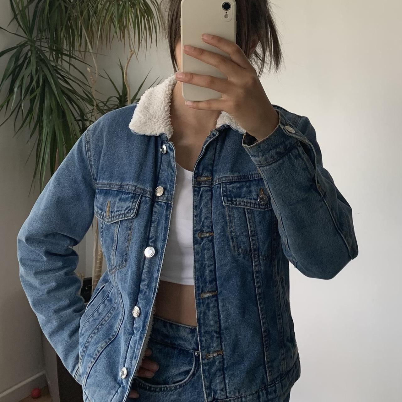 PRIMARK fluffy denim jacket. Great condition hardly. Depop