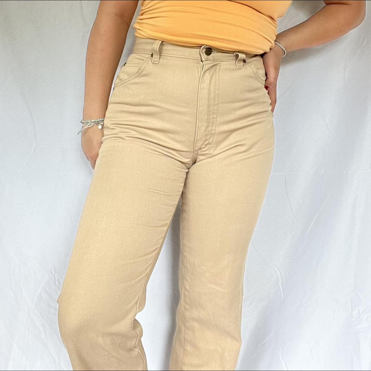 vintage straight leg flare khaki pants high waisted... - Depop