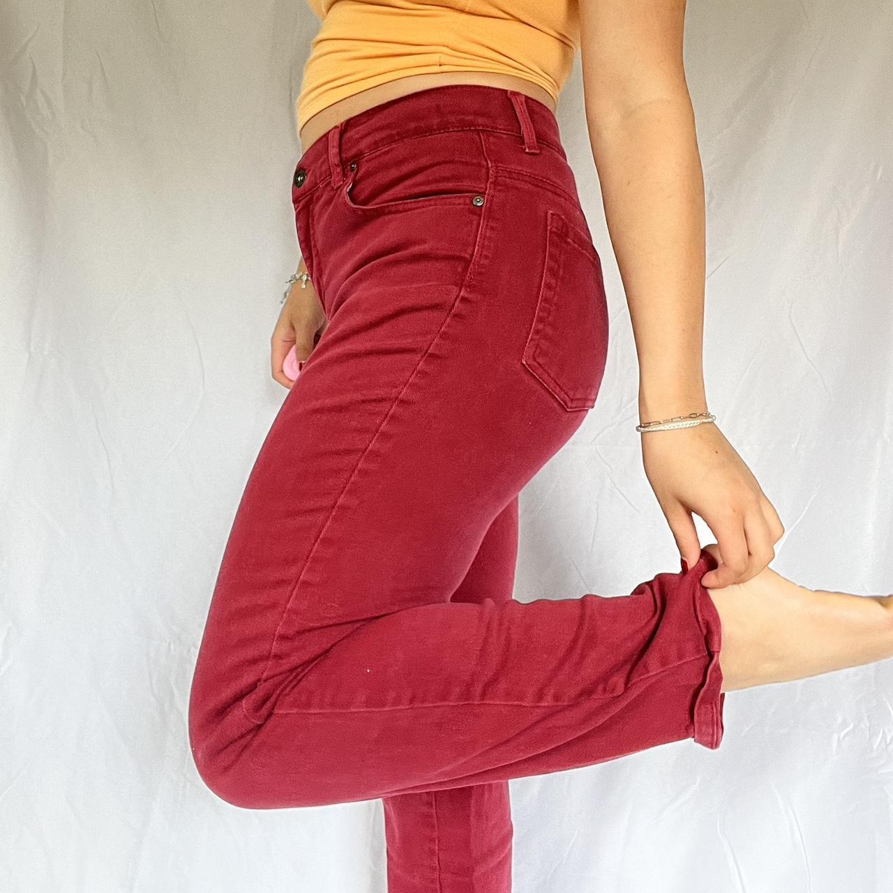 burgundy vintage high waisted straight leg jeans