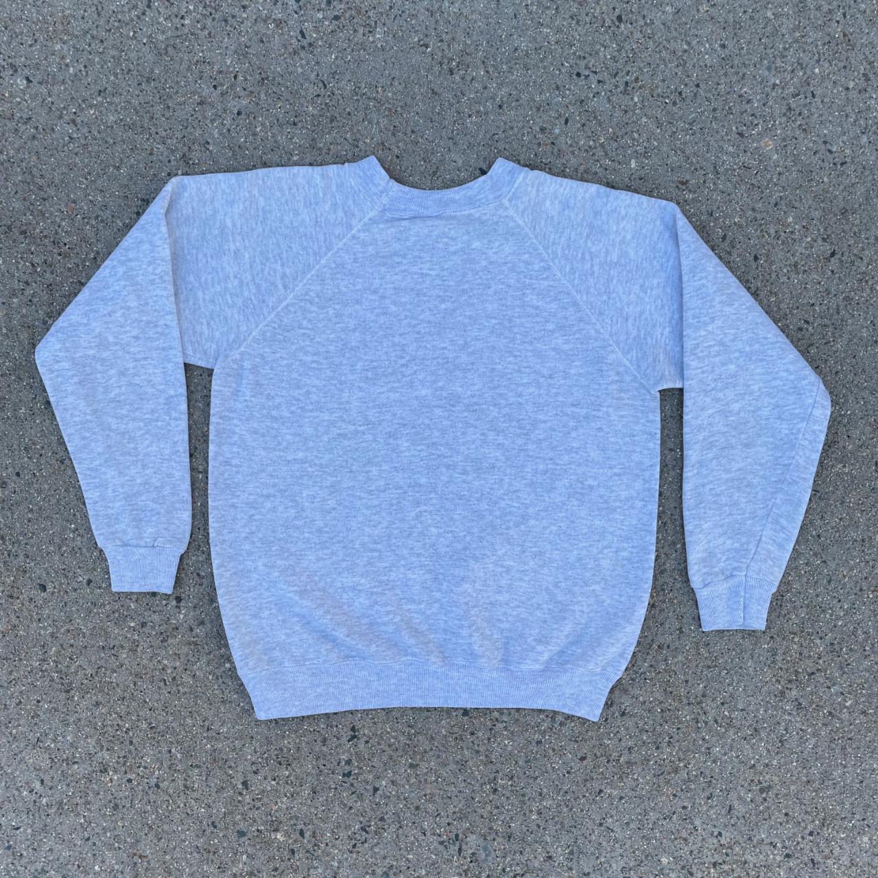 Vintage 80s Grey Raglan Blank Crewneck Sweatshirt -... - Depop